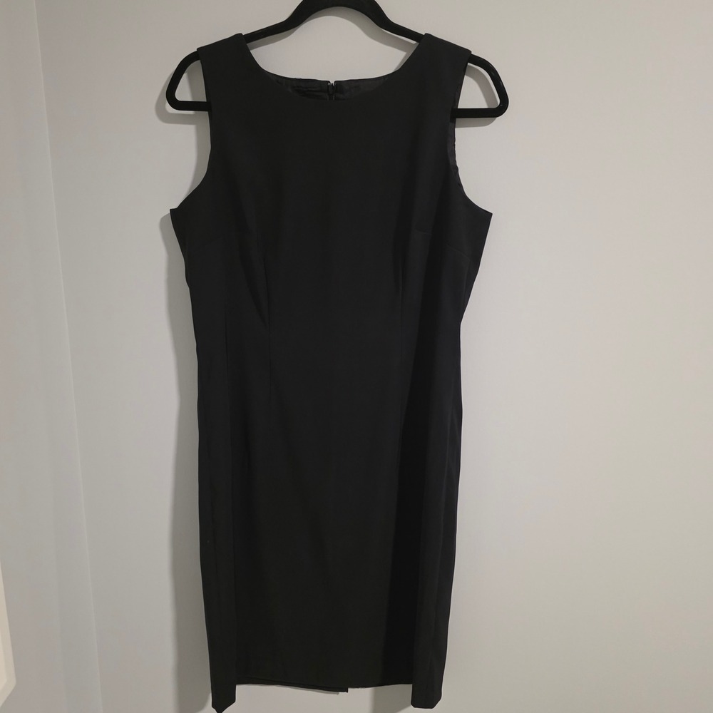 MARIO SERRANI ITALY Black Sheath Dress Knee Length Sleeveless Business Size 10
